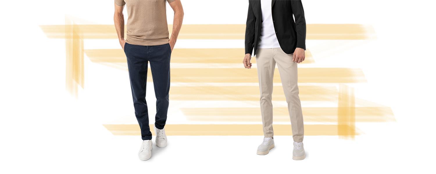 Zwei Männer mit Hosen im Regular Fit