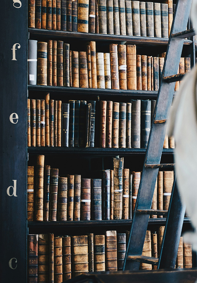 ein Regal mit alten Büchern