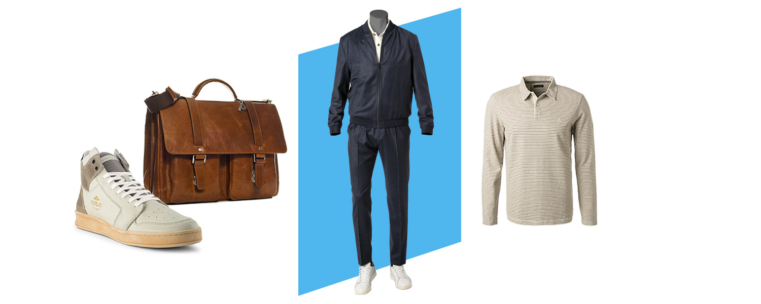 Englischlehrer Outfit und Braune Tasche und gestreiftes Hemd  