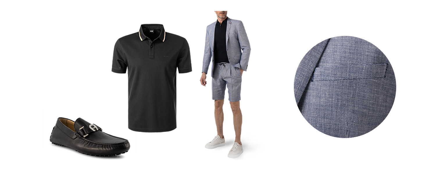 Sommeranzug mit Kurze Hose und Schwarzes Polo Shirt