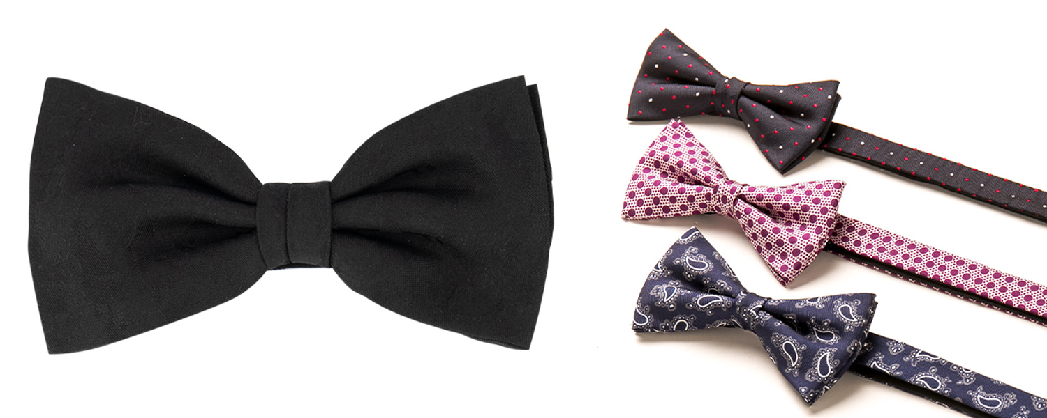 Vier verschiedene Schleifen: Schwarz, Paisley und zwei mit Punkten