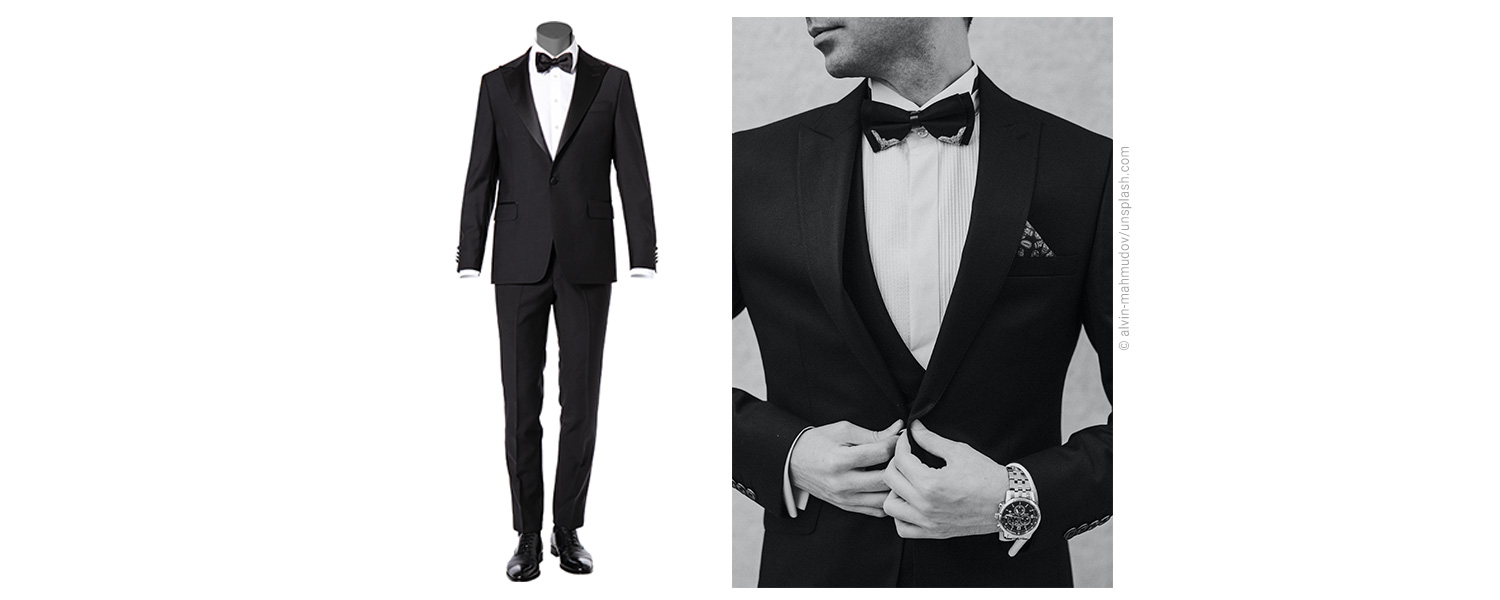 Mann in einem schwarzen Smoking, ein Modeklassiker