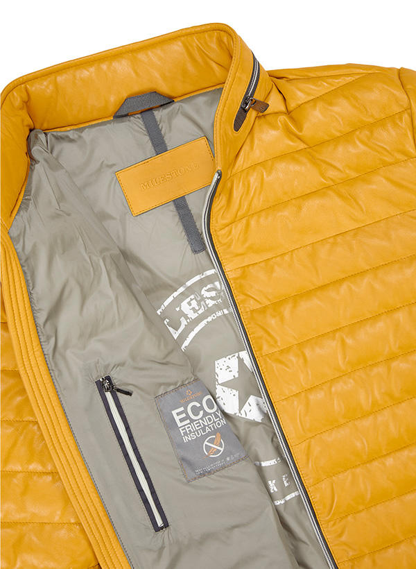Lederjacke mit Steppung in kräftigem Gelbton