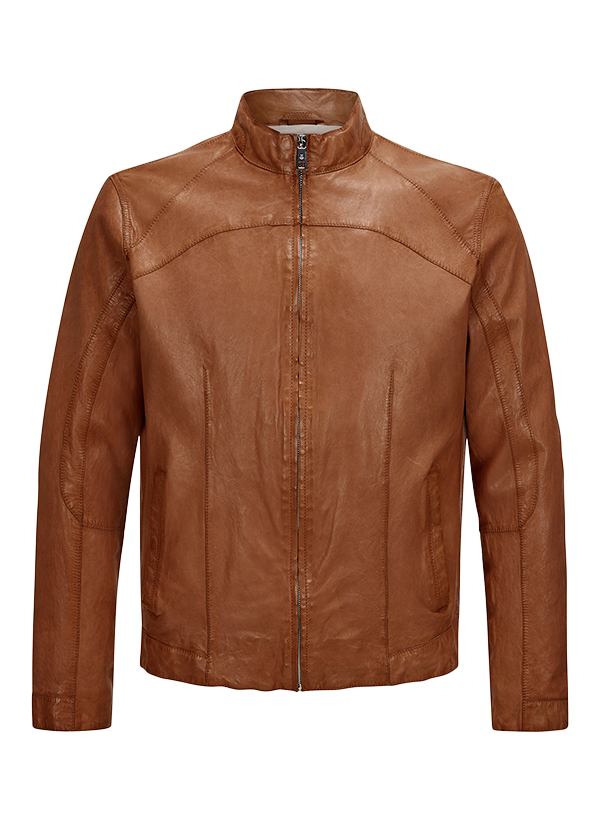 Lederjacke im Biker-Stil in gebranntem Orange