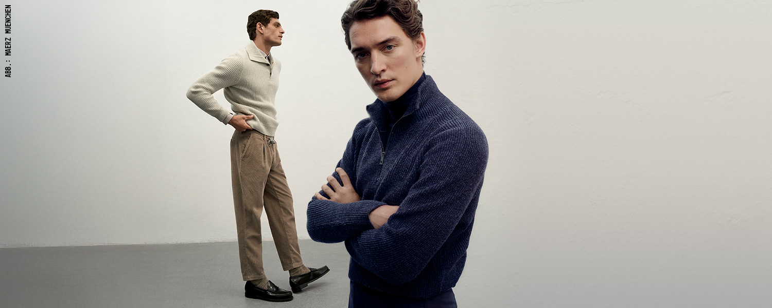 Eleganter Troyer in Wolloptik – klassisch, warm und zeitlos modern.