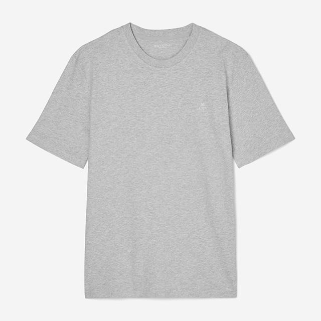 Basic T-Shirt für Herren in meliertem Grau mit Rundhalskragen – schlichtes Essential für jeden Kleiderschrank.