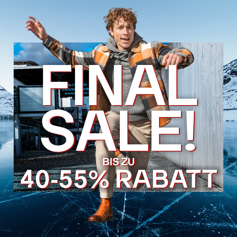 Kariertes Wolljackett in Braun und Orange, lässig getragen auf winterlicher Eisfläche