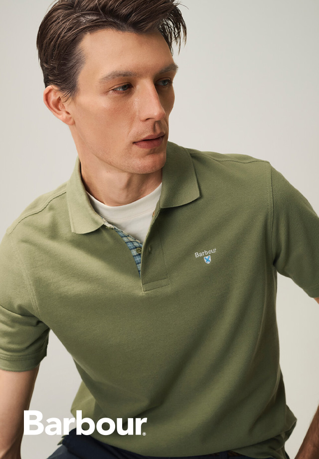 Grünes Poloshirt von Barbour, klassischer Schnitt, von Mann lässig getragen