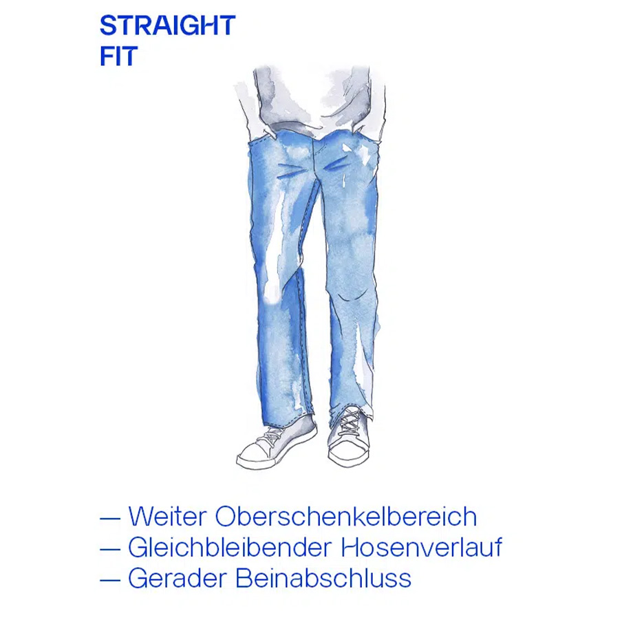 Herrenjeans in Blau, Straight Fit, locker geschnitten mit geradem Beinabschluss, lässig getragen