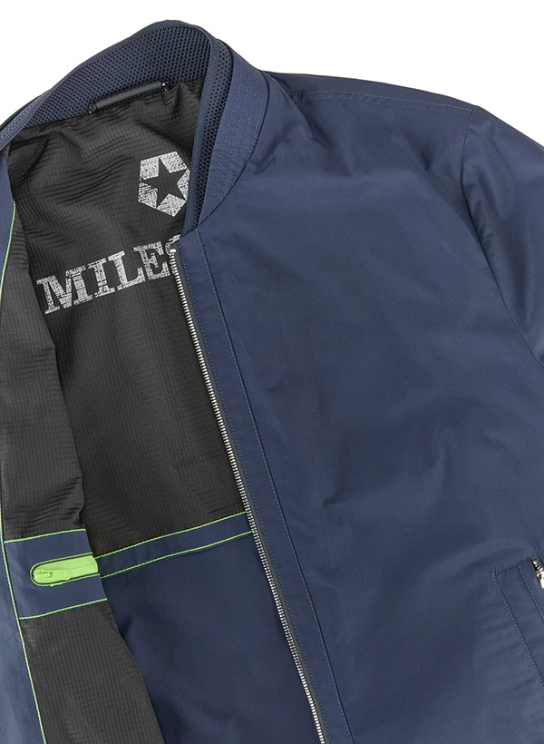 Dunkelblaue Herren-Bomberjacke, Reißverschluss, Innenfutter mit Kontrastnaht